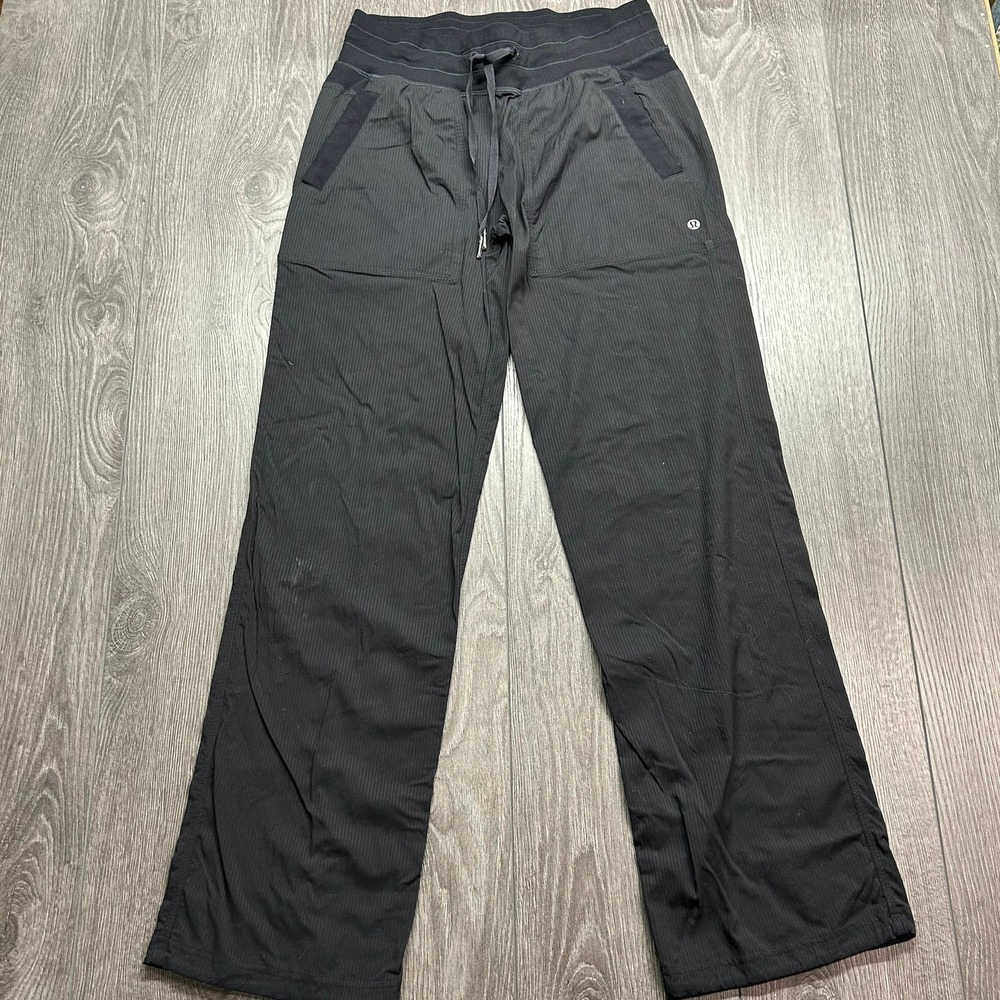 Lululemon Studio Pant II Unlined Black 6 Pinstripe Straight Leg Trousers Yoga
